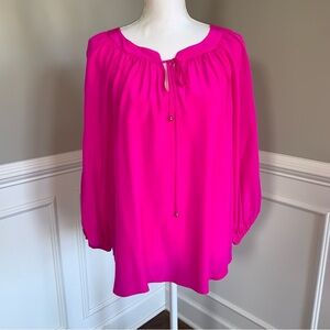 NEW Alicia And Trixie Pink Long Sleeve 100% Silk Blouse Size Medium